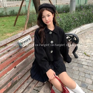 Áo khoác dạ nữ Forgirl áo dạ ép nữ 2 lớp cổ bẻ tay bồng dáng croptop basic siêu xinh T023