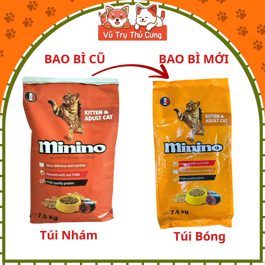 7,5Kg Thức Ăn Hạt Cho Mèo Mọi Lứa Tuổi Minino Tuna Bao Xá