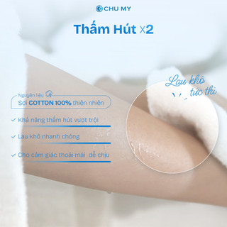 Khăn Mặt Cotton CHU MY 34x70cm - Khăn Lau Mặt Trắng Khách Sạn, Mềm Mại, Thấm Hút Tốt