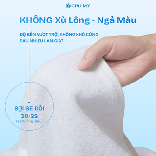 Khăn Mặt Cotton 100% CHU MY - Khăn Mặt Trắng Khách Sạn, Khăn Vuông Cotton 25x25, 30x30, 34x34