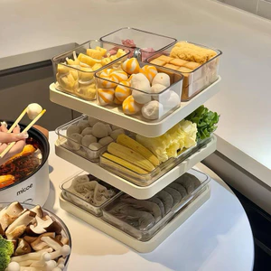 Khay Đựng Đồ Lẩu Xoay 360 Độ 3 Tầng