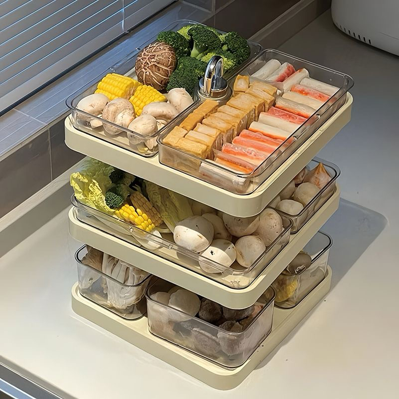 Khay Đựng Đồ Lẩu Xoay 360 Độ 3 Tầng