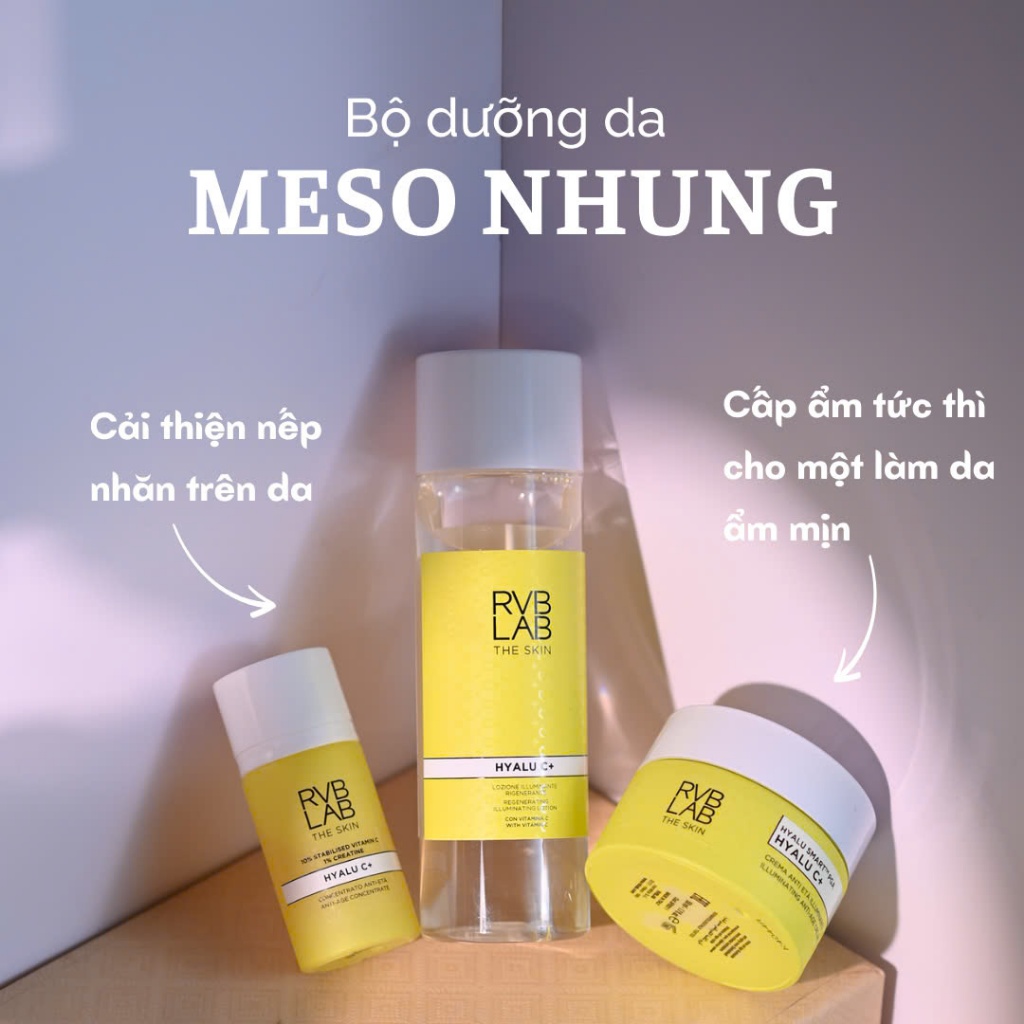 Combo Bộ 3 Món Trắng Da MESO - Sáng Da - Căng Bóng RVBLAB của Ý (Toner/ Serum/ Kem dưỡng)