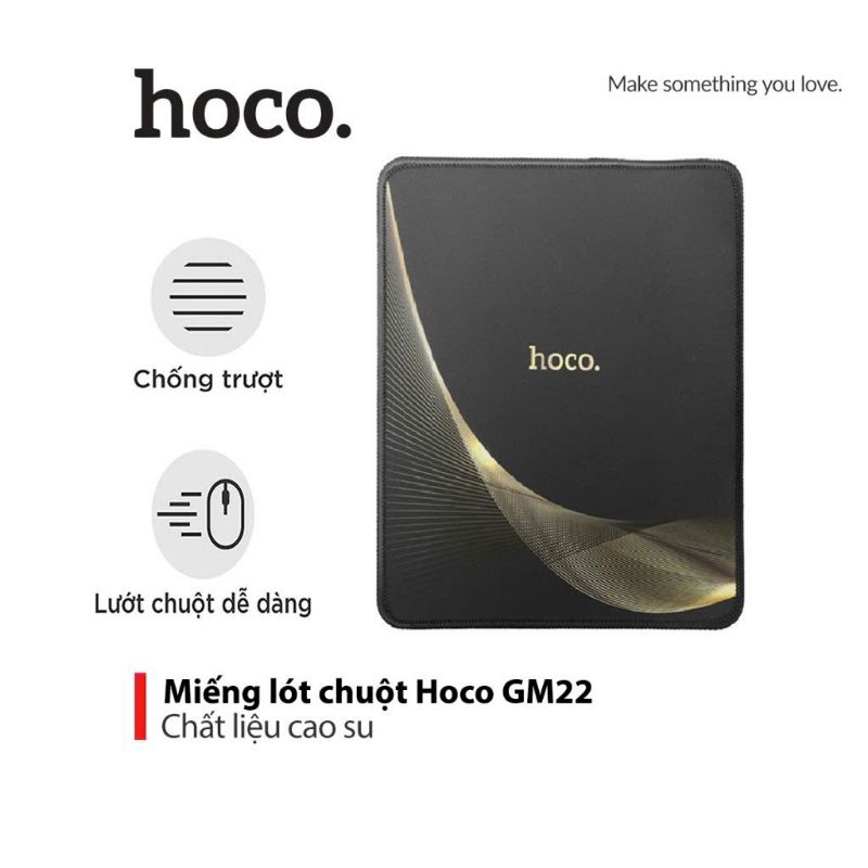 Miếng Lót Chuột Hoco GM22 Chất Liệu Cao Su Siêu Bền Lướt chuột dễ dàng, viền 20x24cm chắc chắn.