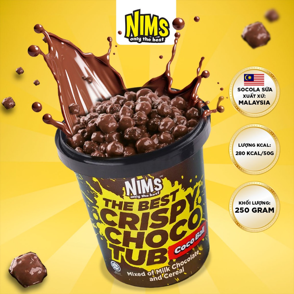 Hộp Socola Sữa Nims 250g- giòn tan chảy Malaysia