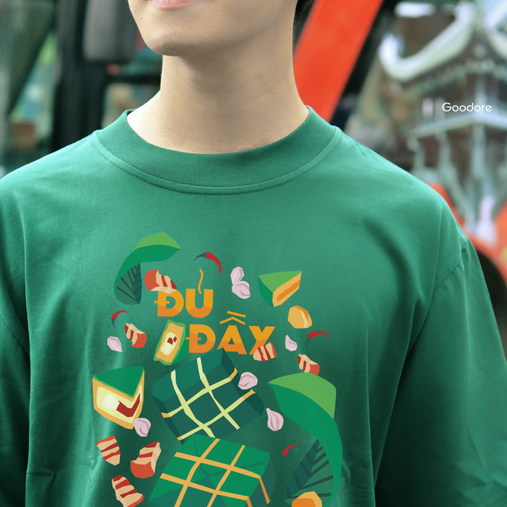 Áo thun cotton unisex nam nữ Goodore BST Ăn Tết mẫu Đủ Đầy thoáng mát năng động form Oversize thiết kế độc đáo