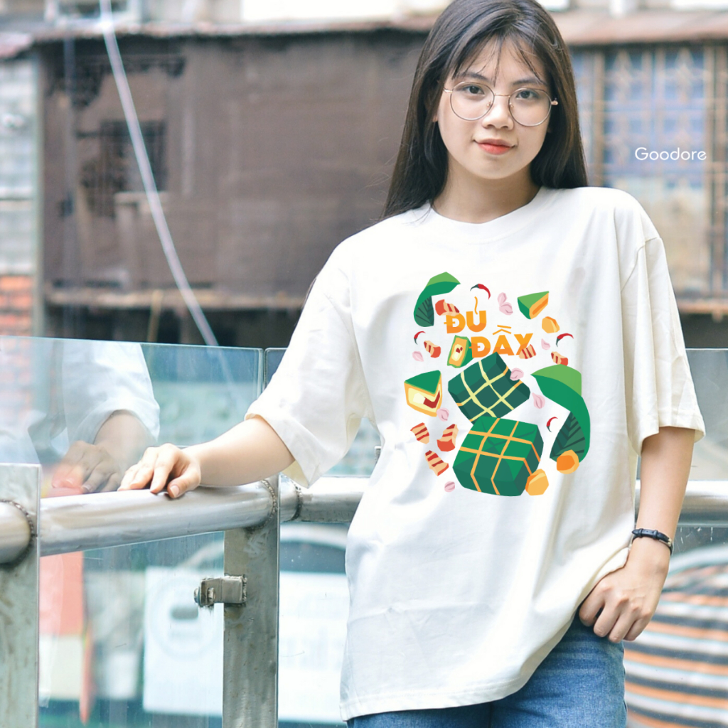 Áo thun cotton unisex nam nữ Goodore BST Ăn Tết mẫu Đủ Đầy thoáng mát năng động form Oversize thiết kế độc đáo