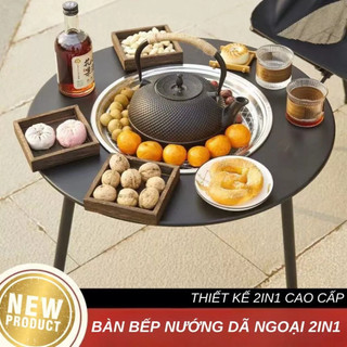 Bàn bếp nướng than hoa 2in1 đa năng, bàn nướng dã ngoại để sân vườn mang đi dã ngoại siêu tiện lợi