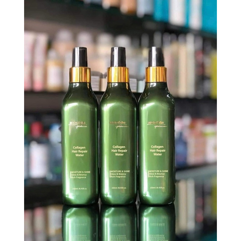 Nước xịt dưỡng tóc Sophia xanh Collagen. Sử dụng trước khi kéo thẳng, bấm xù...giúp bảo vệ tóc trước nhiệt độ cao.