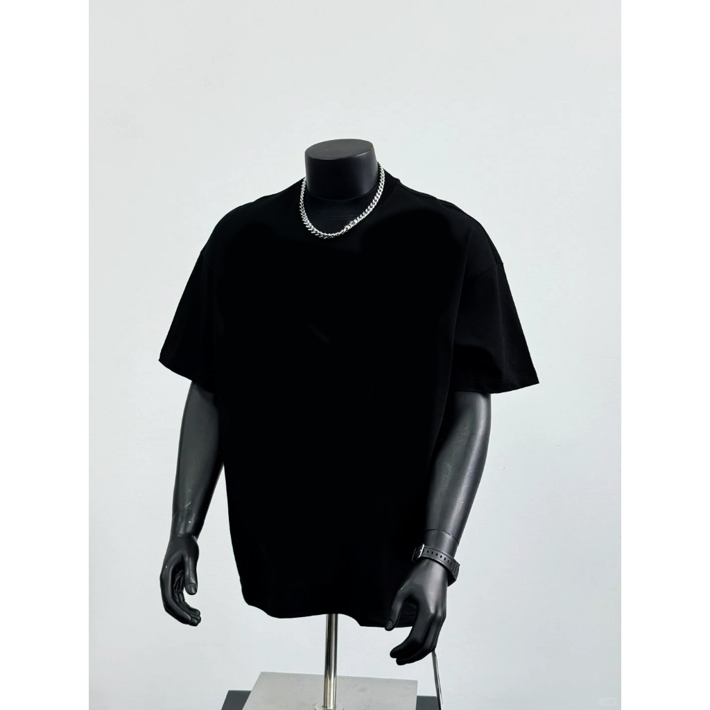 Áo thun đen in chữ The End 100% cotton thấm hút mồ hôi 40-110kg form rộng Basetee Unisex