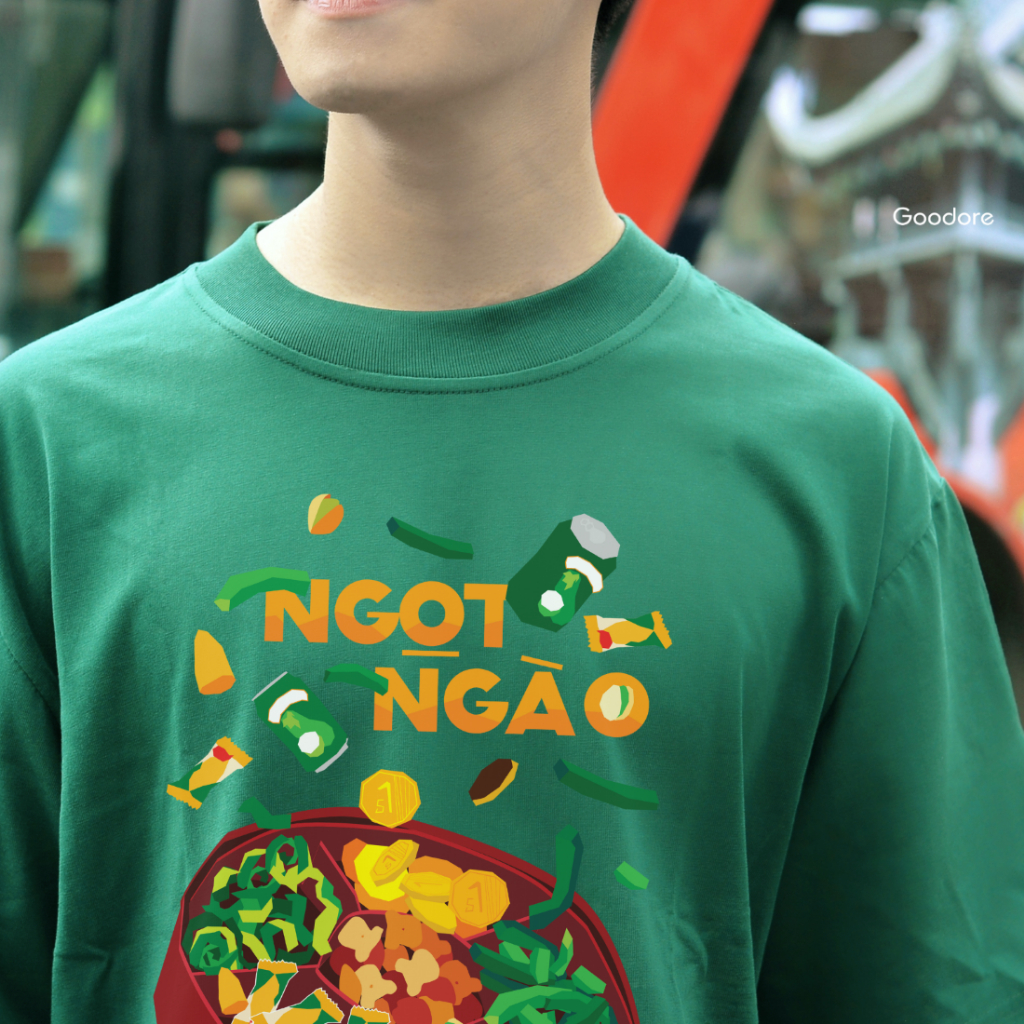 Áo thun cotton unisex nam nữ Goodore BST Ăn Tết mẫu Ngọt Ngào thoáng mát năng động form Oversize thiết kế độc đáo