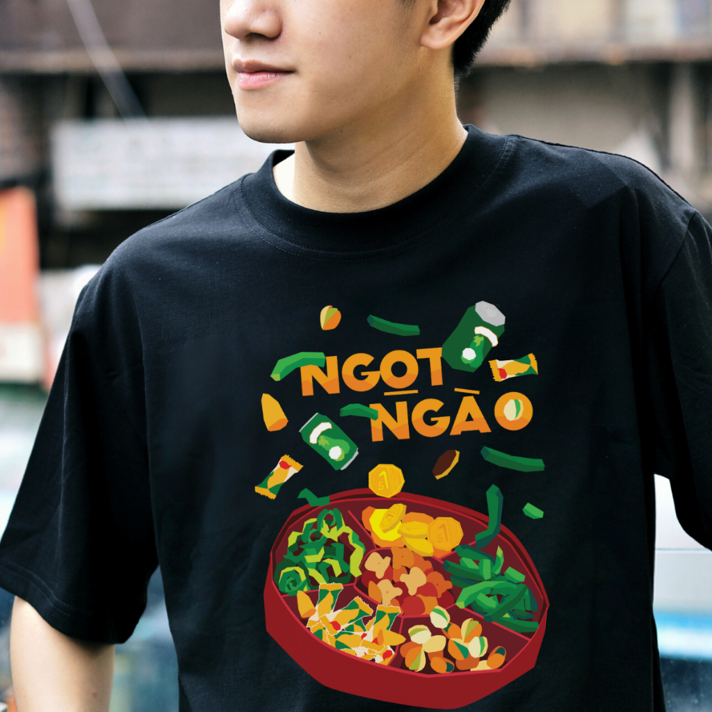 Áo thun cotton unisex nam nữ Goodore BST Ăn Tết mẫu Ngọt Ngào thoáng mát năng động form Oversize thiết kế độc đáo