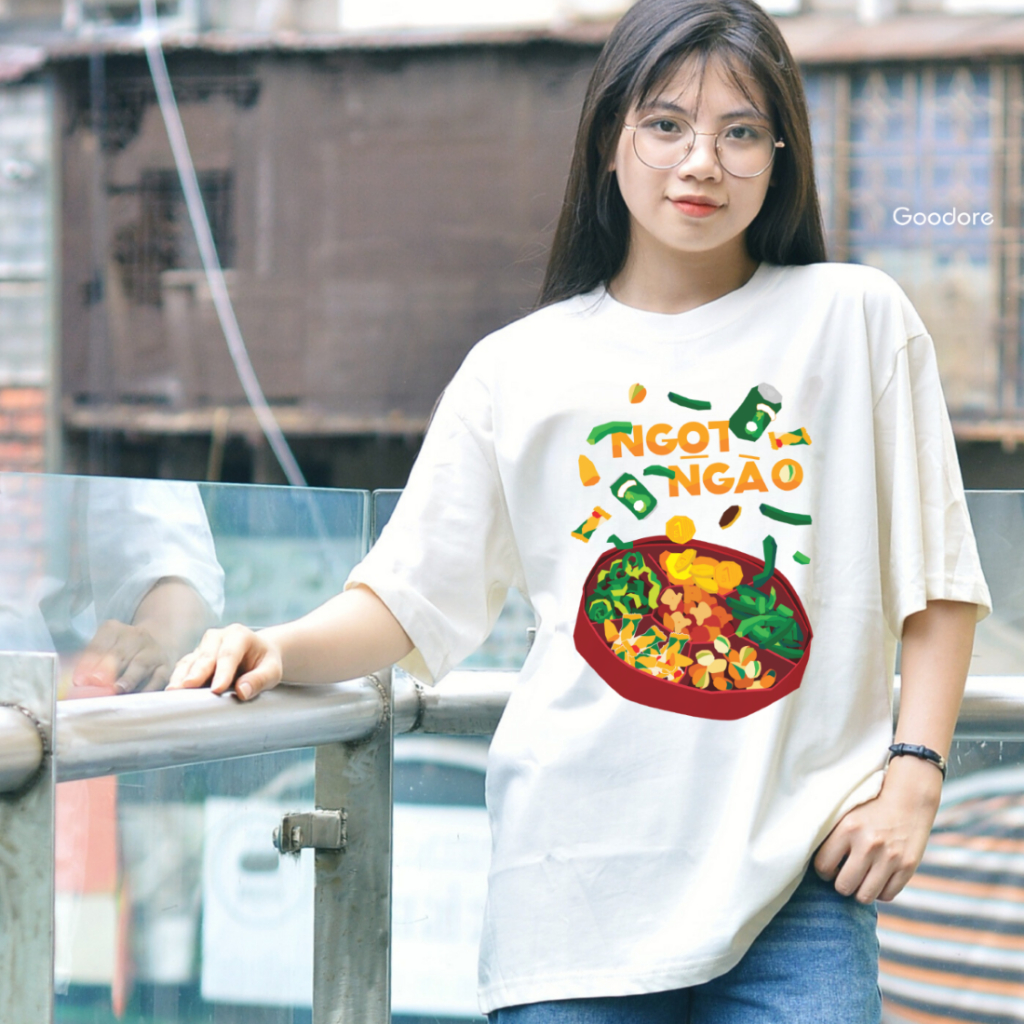 Áo thun cotton unisex nam nữ Goodore BST Ăn Tết mẫu Ngọt Ngào thoáng mát năng động form Oversize thiết kế độc đáo