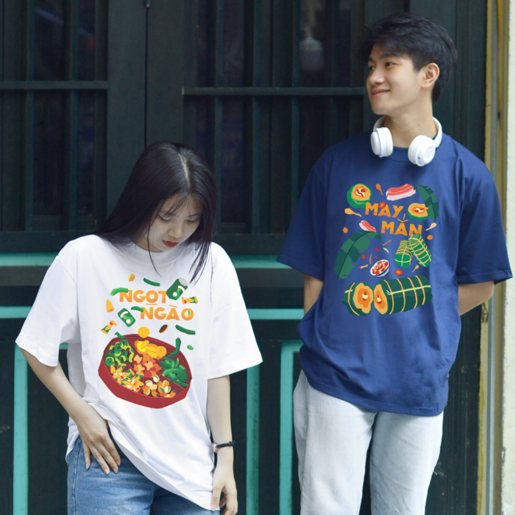 Áo thun cotton unisex nam nữ Goodore BST Ăn Tết mẫu May Mắn thoáng mát năng động form Oversize thiết kế độc đáo