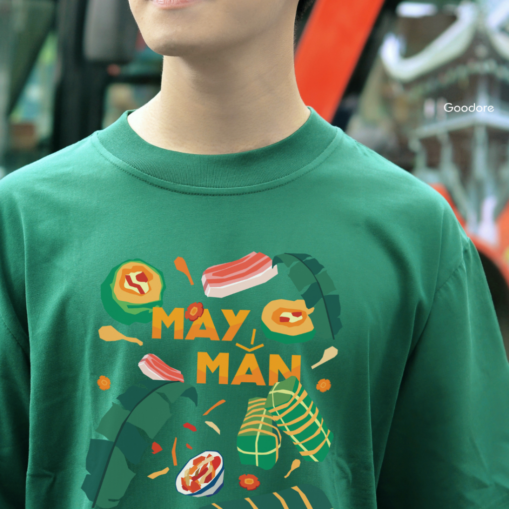 Áo thun cotton unisex nam nữ Goodore BST Ăn Tết mẫu May Mắn thoáng mát năng động form Oversize thiết kế độc đáo
