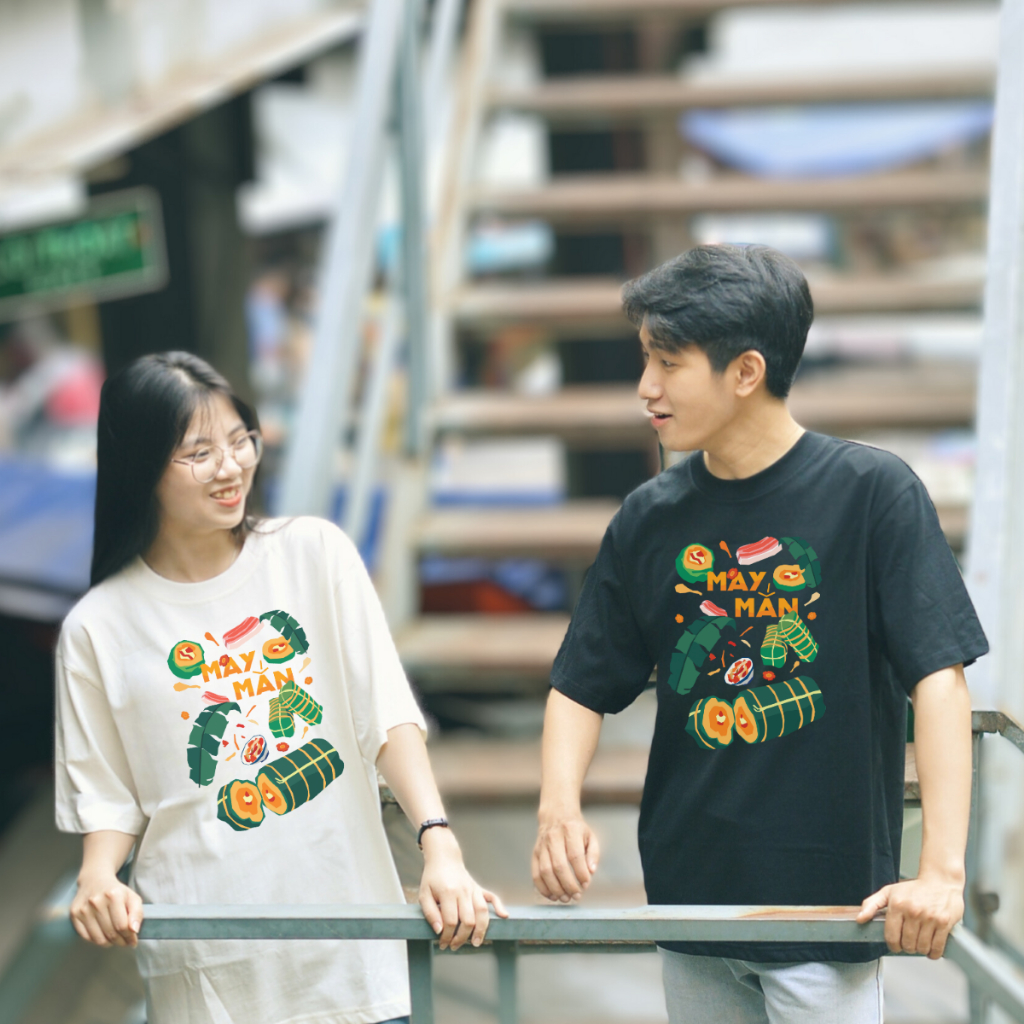 Áo thun cotton unisex nam nữ Goodore BST Ăn Tết mẫu May Mắn thoáng mát năng động form Oversize thiết kế độc đáo