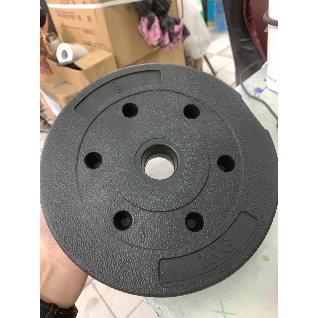 Ảnh BG - Tạ miếng nhựa pvc đặc ruột tạ bánh nhựa tạ đĩa 2kg 1
