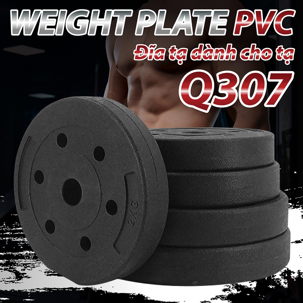 Ảnh BG - Tạ miếng nhựa pvc đặc ruột tạ bánh nhựa tạ đĩa 2kg 2