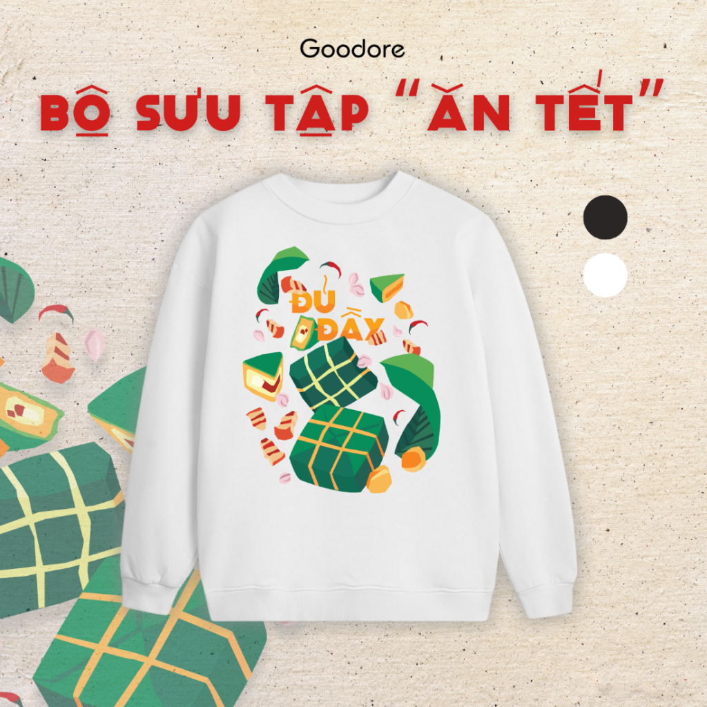 Áo dài tay Sweater nỉ chân cua (Nỉ Da Cá) thương hiệu Goodore mẫu Đủ Đầy dáng Oversize năng động mùa thu đông