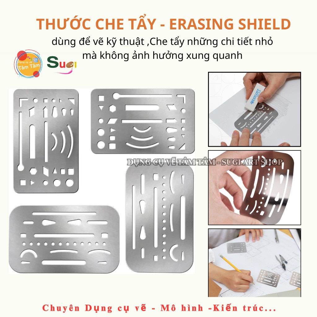 [ Sugi Art Shop ] Thước Che Tẩy - Erasing Shield - Thước Chắn tẩy ...