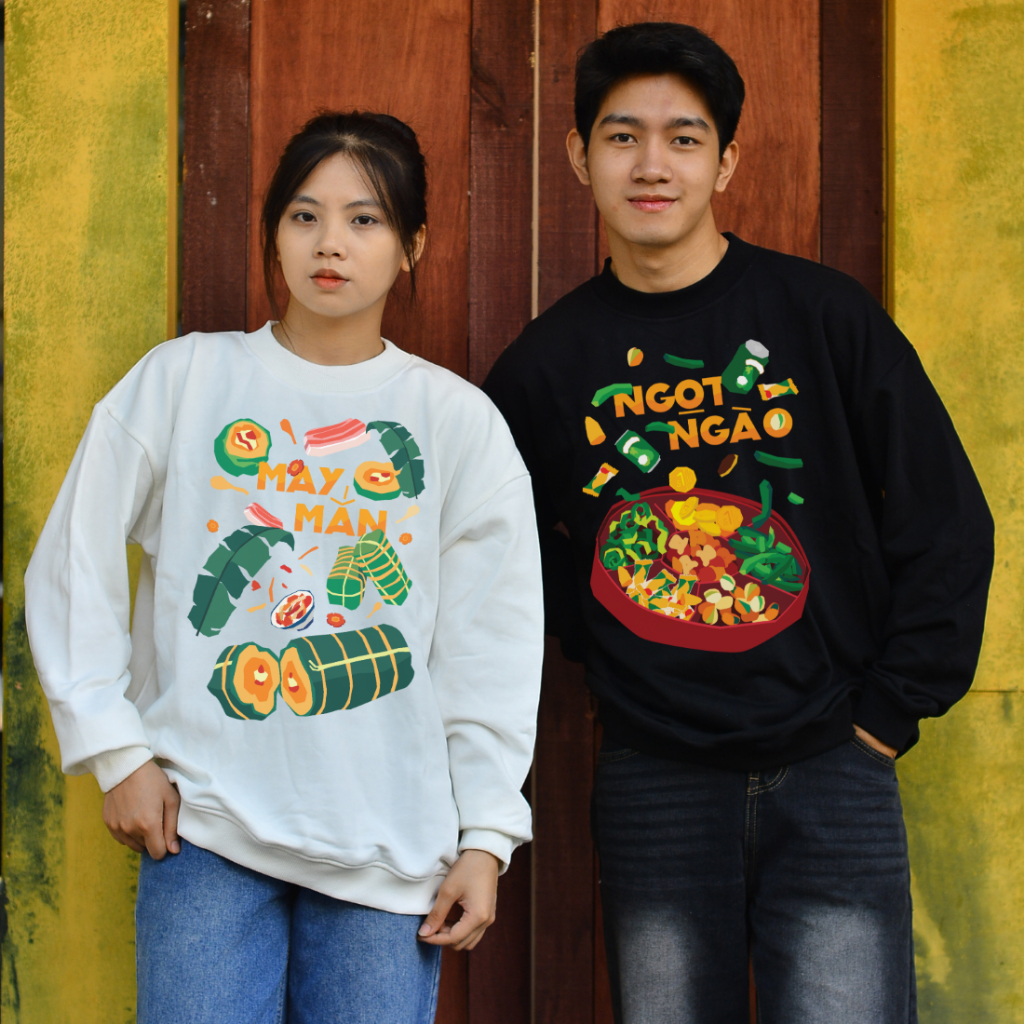 Áo dài tay Sweater nỉ chân cua (Nỉ Da Cá) thương hiệu Goodore mẫu Ngọt Ngào dáng Oversize năng động mùa thu đông