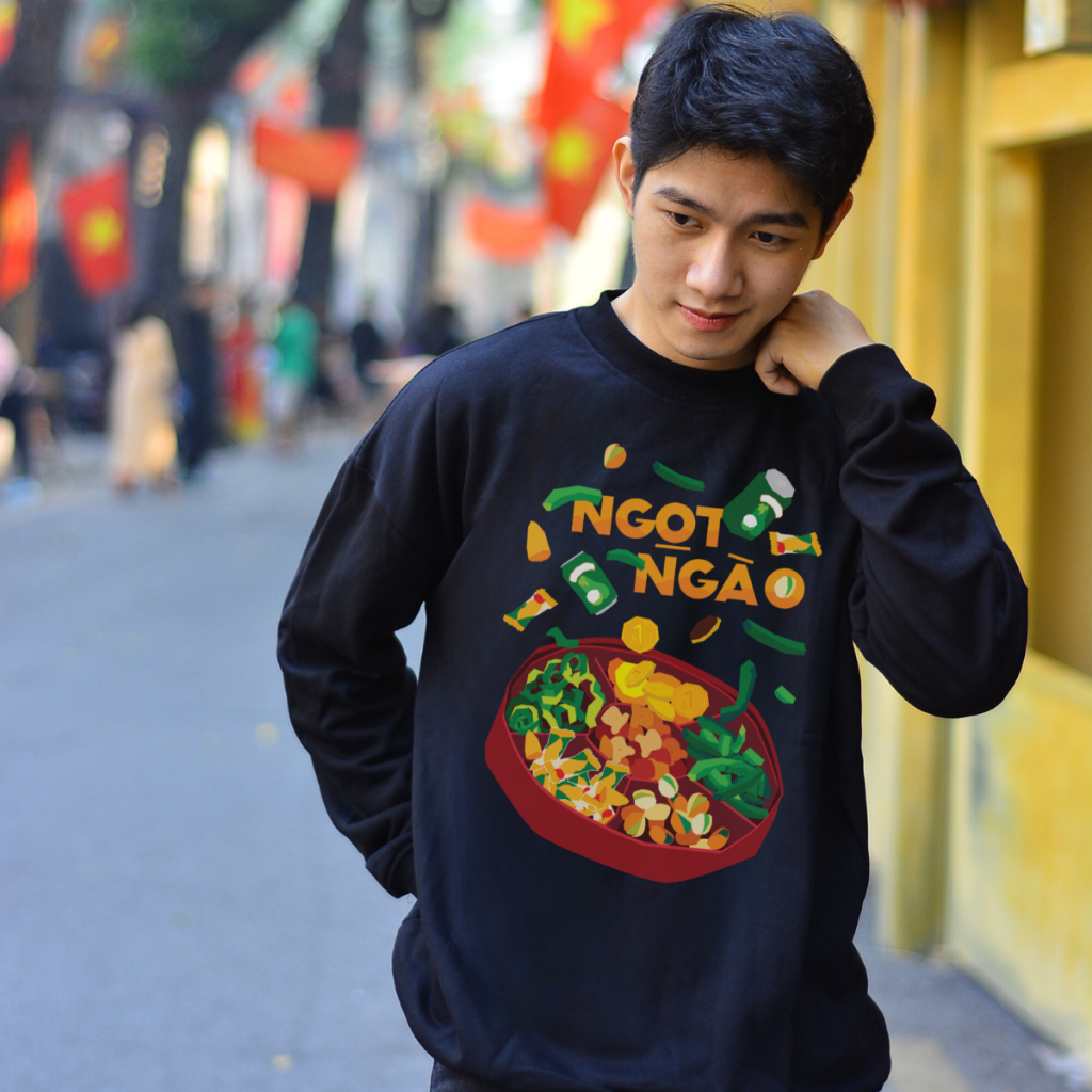 Áo dài tay Sweater nỉ chân cua (Nỉ Da Cá) thương hiệu Goodore mẫu Ngọt Ngào dáng Oversize năng động mùa thu đông