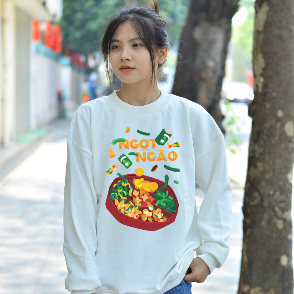 Áo dài tay Sweater nỉ chân cua (Nỉ Da Cá) thương hiệu Goodore mẫu Ngọt Ngào dáng Oversize năng động mùa thu đông