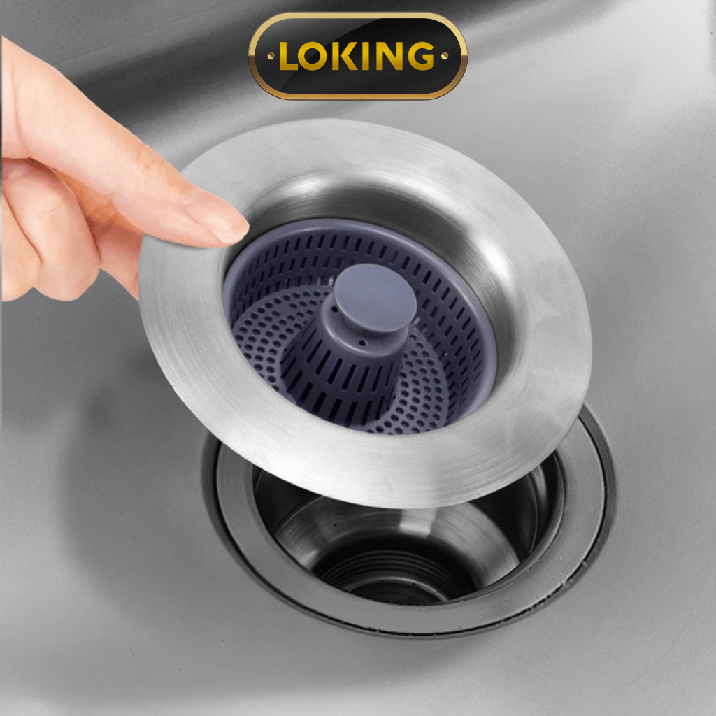 Bộ lọc rác bồn rửa bát inox 304 ngăn mùi hôi nút chặn thoát nước, có ...