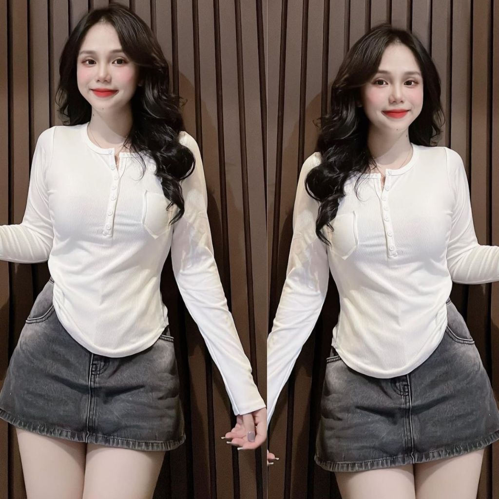 Áo Thun Nữ Tay Dài Bigsize 40-85kg Thun Gân Tăm Lạnh Co Giãn Áo Ôm Body Dễ Thương MS292 ESHOP