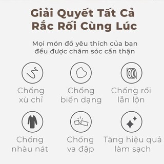 Bộ 6 Túi Giặt Quần Áo Lưới 3 Lớp Cao Cấp, Túi Giặt Đồ Lót Áo Có Khung Chống Rối Giữ Form Giặt Máy