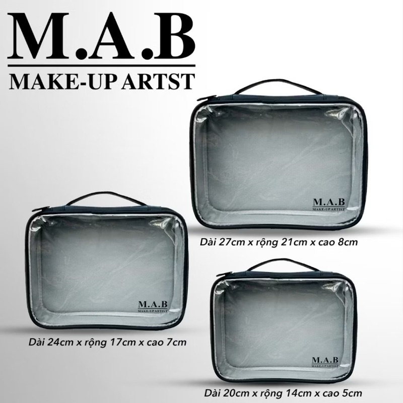 Set túi trong 3 cái MAB đựng mỹ phẩm, chất liệu nhựa cao cấp dễ dàng vệ sinh.