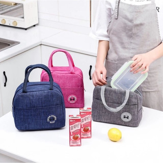Túi Giữ Nhiệt Đựng Hộp Cơm Vải Dù Oxford, Túi Lunch Bag Lớp Bạc Cách Nhiệt Dễ Vệ Sinh