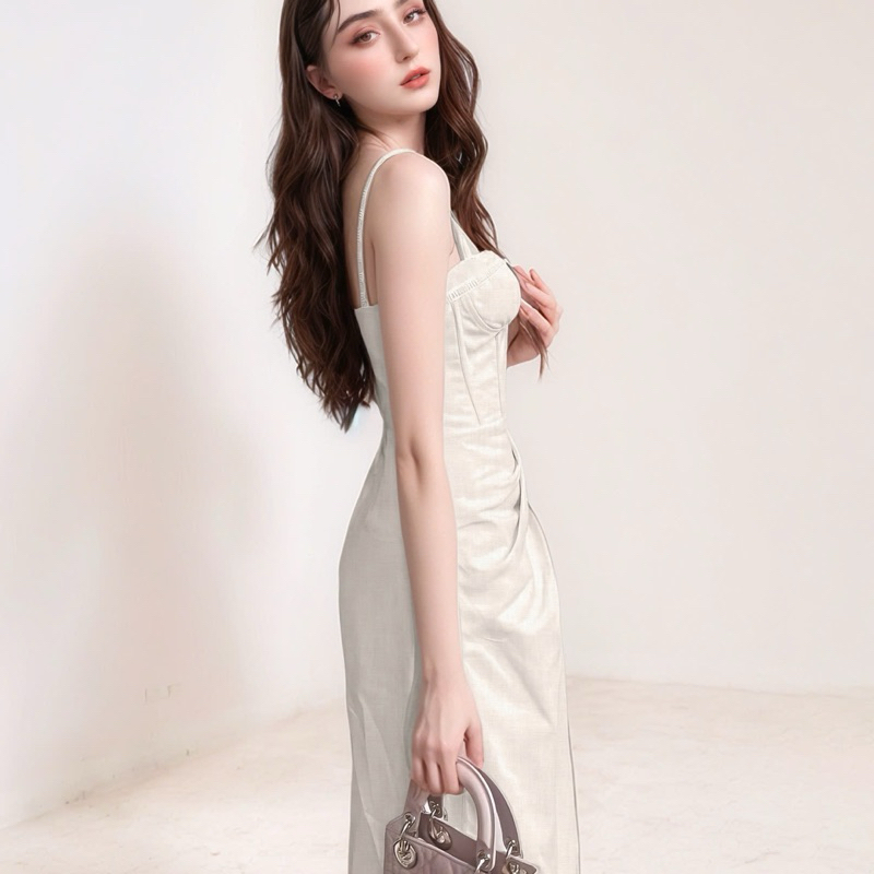 Ảnh Đầm dự tiệc thương hiệu Đầm Váy Mina thiết kế hai dây dáng xoè midi chất liệu Linen MN241 4