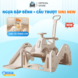Ngựa Bập Bênh Pakey Đa Năng Mới, Kèm Xe Thú Nhún Cao Cấp + Cầu Trượt, Bảo Hành Uy Tín