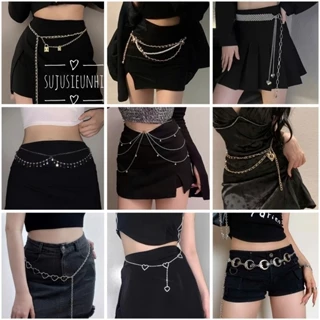 tổng hợp thắt lưng dây xích đeo trang trí eo váy, belly chain đủ mẫu nhiều lớp đính đá kim loại