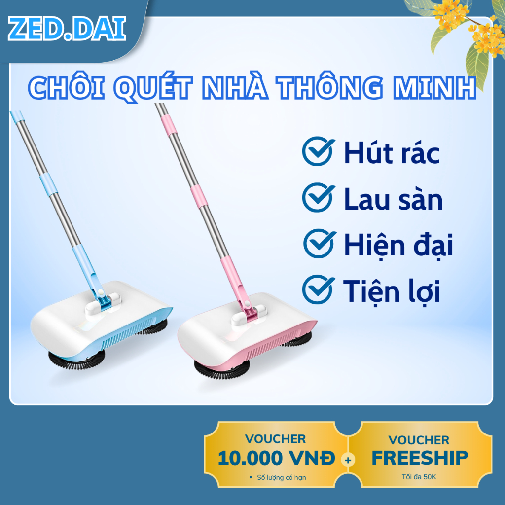 Chổi Quét Nhà Thông Minh 3in1 – Quét Sạch, Hót Rác, Lau Sàn, Không Pin Không Điện, Tiện Lợi
