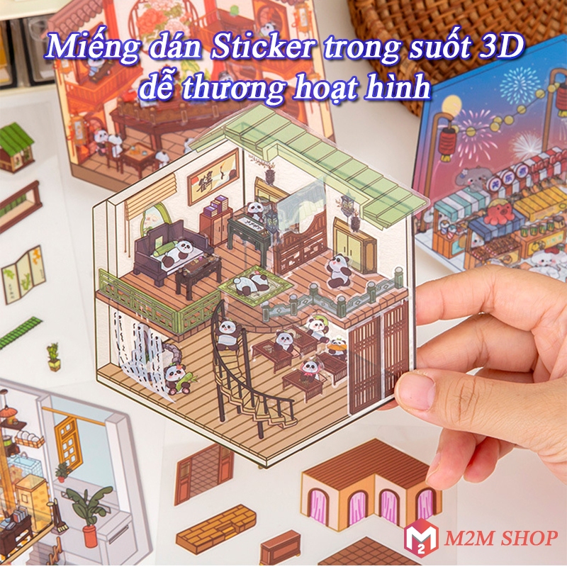 Miếng dán sticker trong suốt 3D nhiều hình dễ thương xinh xắn hình gấu ...