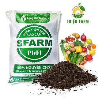 Phân Trùn Quế THIỆN FARM Bao 2kg, Phân Trùn Quế Sfarm, dinh dưỡng hữu cơ, bón rau quả, cây ăn trái