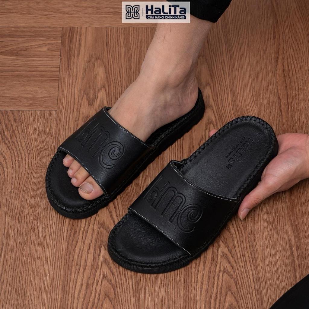 Dép Nam Da Nhúm Halita ,in Vân Thái  Mềm mại, Đế Răng Cưa bám đường tốt , khâu chỉ toàn bộ.