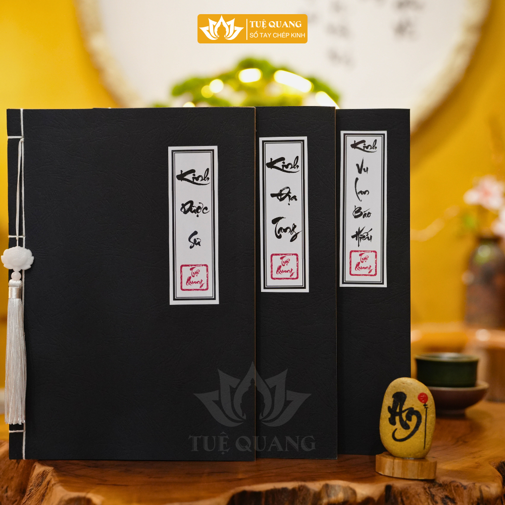 Sổ Chép Kinh Vu Lan Báo Hiếu In Mờ Giấy Cổ Cao Cấp A4, Thành Kính, Vở Cỡ Chữ Lớn - Tặng Bút, Ngòi