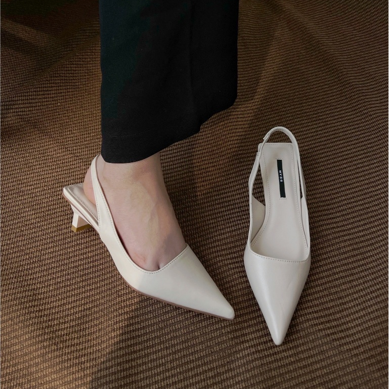 Giày cao gót nữ MYSS mũi nhọn sling back gót dẹp 4 cm thời trang - CG296