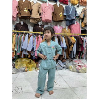 Cổ Tàu Bé Gái Jacket Top Kem Dress Women # Đồ Lam Đi Chùa