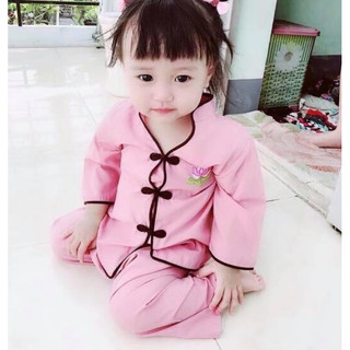 Cổ Tàu Bé # Quần Áo Bé Gái Đồ Lam Đi Chùa
