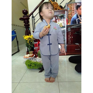 Cổ Tàu Bé # Quần Áo Bé Gái Đồ Lam Đi Chùa