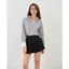 Áo sơ mi kẻ sọc nữ GILLEE phối cổ và tay áo trắng, dáng oversized, sơ mi form rộng vải kate Mỹ FAS354