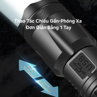 Đèn Pin Siêu Sáng S-9 Thời Lượng Khủng - 5 Chế Độ Sáng - Phóng Xa, Chiếu Gần Kính Thiên Văn - Đa Dụng, Bền Bỉ
