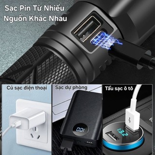 Đèn Pin Siêu Sáng S-9 Thời Lượng Khủng - 5 Chế Độ Sáng - Phóng Xa, Chiếu Gần Kính Thiên Văn - Đa Dụng, Bền Bỉ
