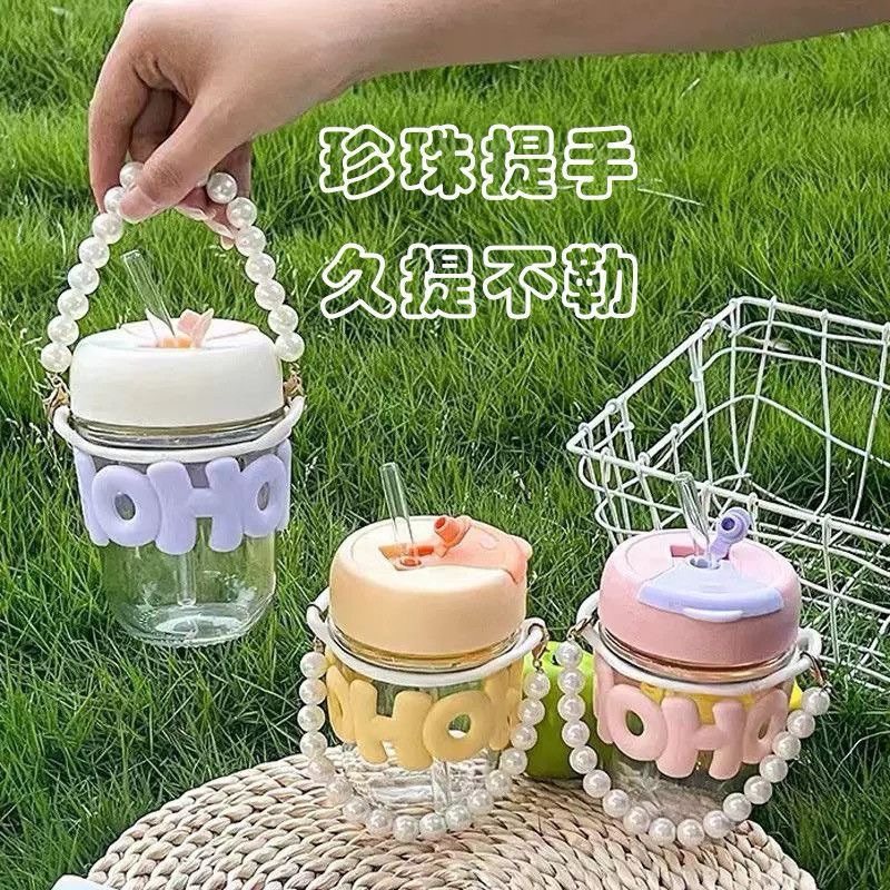 Ly Thuỷ Tinh HOHO Kèm Quai Ngọc Sách Tay Cực Xinh