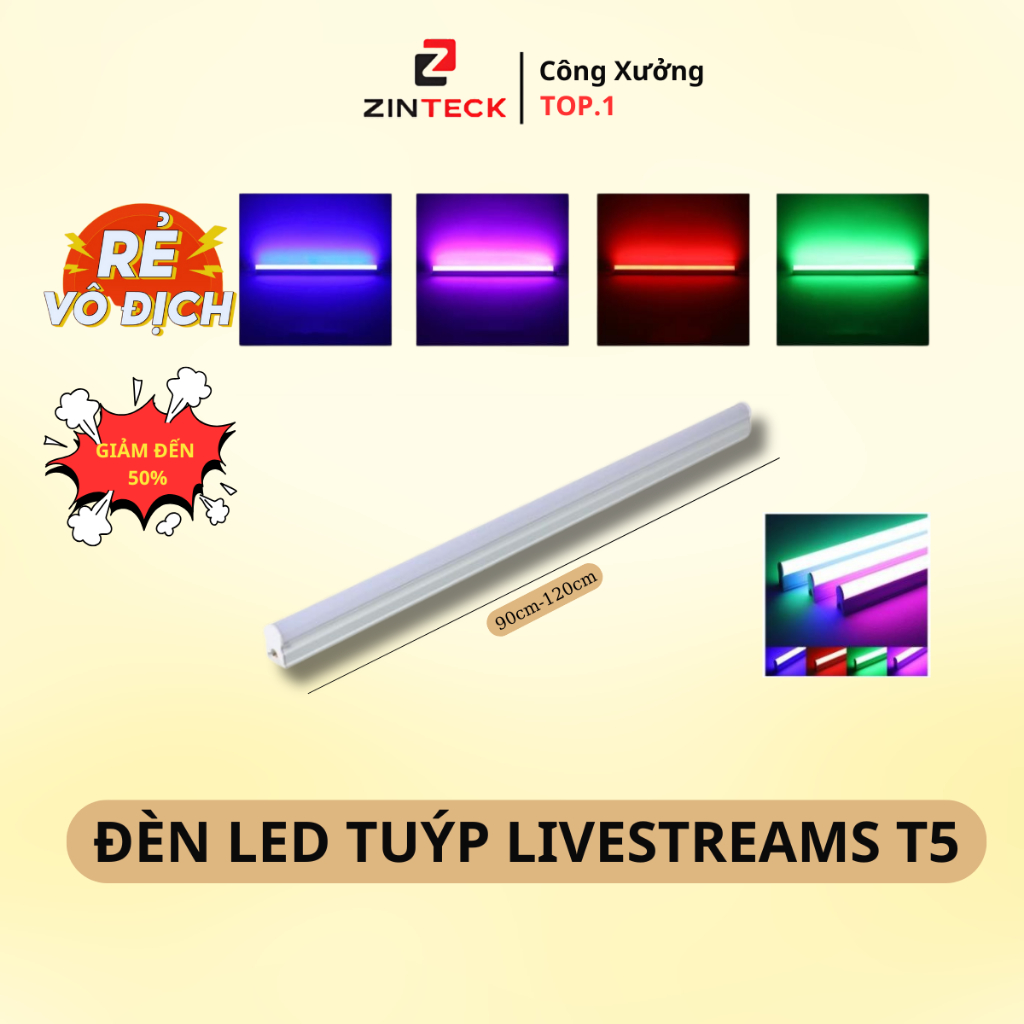 Đèn LED Neon Tuýp LED Thanh Màu T5 Liền Máng Dài 90 120cm - Decor Phòng ...