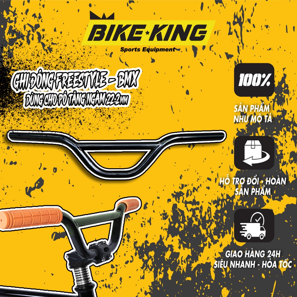 Ghi Đông - Tay lái xe đạp BMX Freestyle cánh én - Thép cacbon cao cấp ...